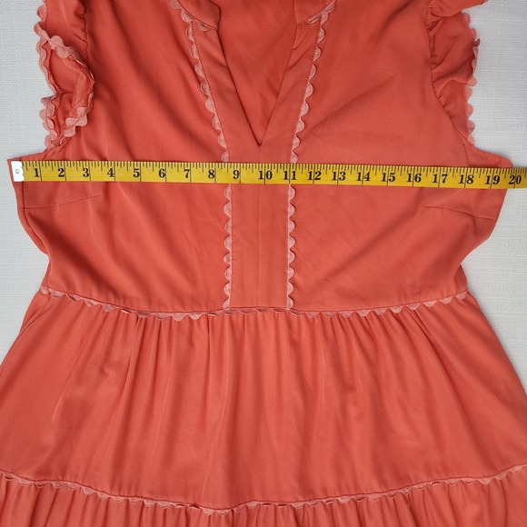 Mary Square Women's Sleeveless Tiered Maxi Dress Orange Sz. M - Picture 8 of 10